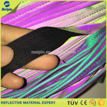 High Visibility Stretch Rainbow reflective piping for sport garment